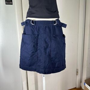 Pilcro Anthropologie navy mini skirt with buckles